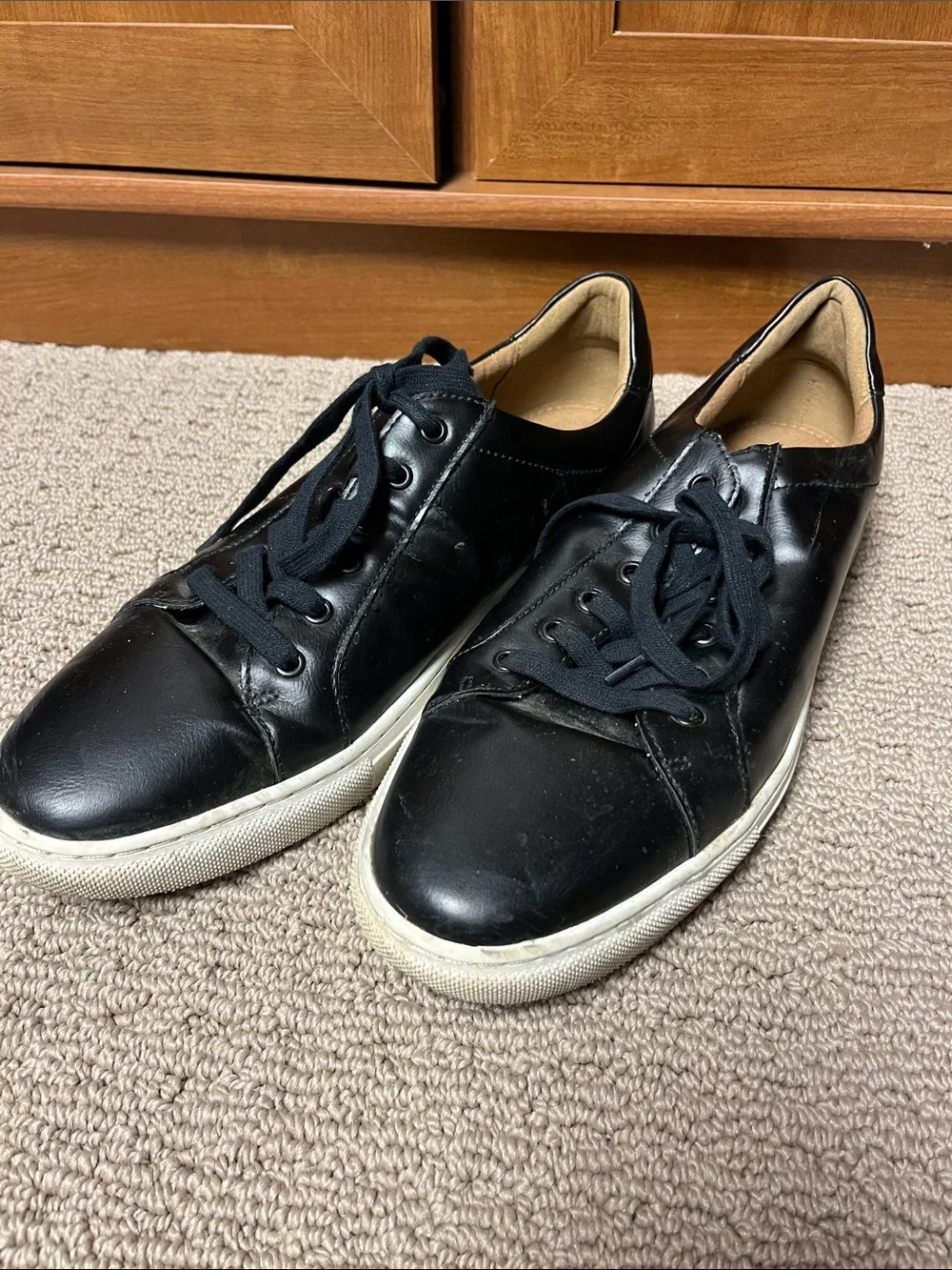 Banana Republic Black Leather Sneakers with White Soles